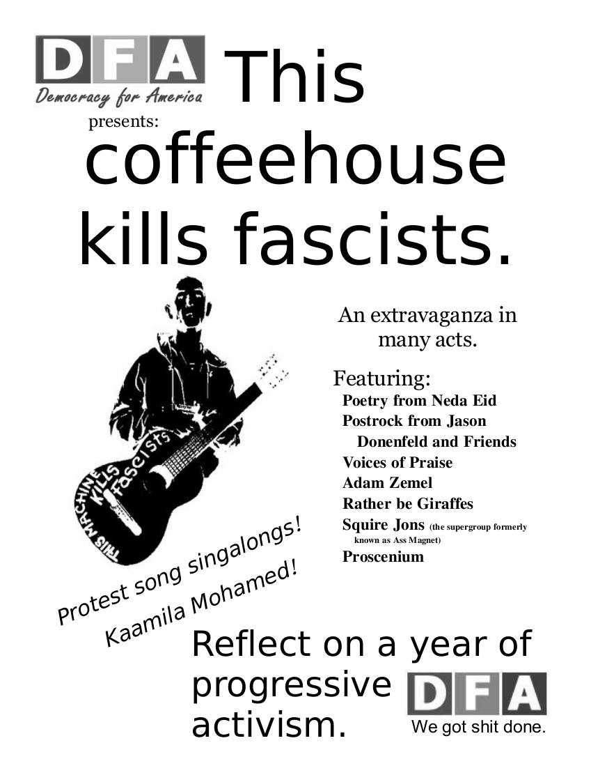 flier for dfa coffeehouse